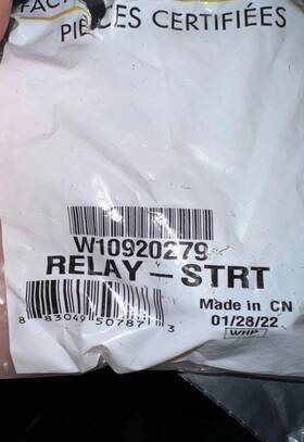 W10920279 Whirlpool New Genuine Oem Refrigerator Compressor Start Relay