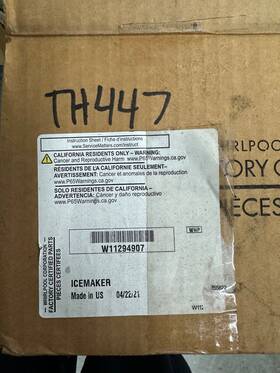 W11294907 Whirlpool New - Refrigerator Ice Maker Part # W11294907 Whirlpool New - Refrigerator Ice Maker Part #