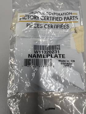 W11320231 Whirlpool Nameplate Oem