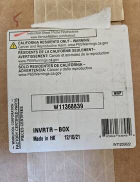 W11368839 Whirlpool Genuine Oem Refrigerator Inverter Box