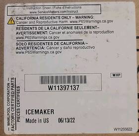 W11397137 Whirlpool W11455232 New Oem Refrigerator Ice Maker Replaces W11397137 Whirlpool W11455232 New Oem Refrigerator Ice Maker Replaces