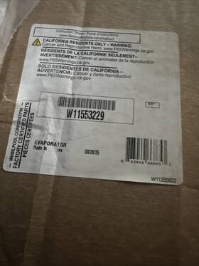W11553229 Whirlpool W1153229 Inch Oem Refrigerator Evaporator