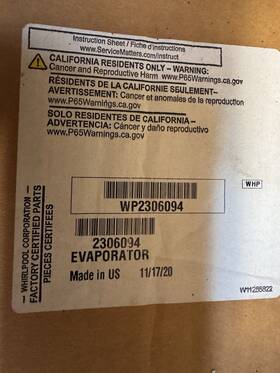 Wp2306094 Whirlpool Oem Kitchenaid Evaporator Coil Brand