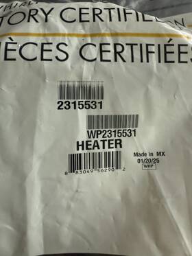 Wp2315531 Whirlpool Oem Refrigerator Heater Wp2315531 Whirlpool Oem Refrigerator Heater