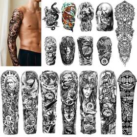 Yazhiji 797221831345 Waterproof Full Arm Temporary Tattoos 8 Sheets And Half Shoulder Tattoo Sh