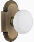 Nostalgic Warehouse Antique Brass Cottage Plate, White Porcelain Knob, Privacy-. Fixed Price $79.99.
