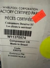 Whirlpool Compressor W11370574/GENUINE Part/brand New. Fixed Price $144.00.