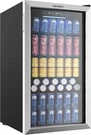 Euhomy Beverage Refrigerator Cooler, 130 Can Mini Fridge With Glass Door, Silver. Fixed Price $299.99.