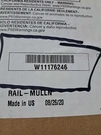 W11176246 Whirlpool Fridge Rail. Fixed Price $121.89.
