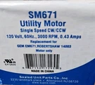 Refrigeration Bevarage Cooler Bay Marie Evaporator Motor Supco SM671. Fixed Price $19.95.