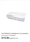 Lg Refrigerator- Drawer For Freezer. Fixed Price $50.00.