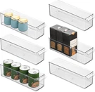Stackable Fridge Freezer Storage Bin With Front Handle, Set Of 6, Clear, Made. Fixed Price $138.99.
