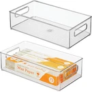 Stackable Fridge Bin - Storage For Freezer Pantry, Set Of 2, Clear, Made. Fixed Price $46.99.