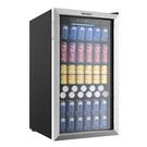 Home Bar Beverage Cooler - 128 Can Mini Fridge Glass Door Silver. Fixed Price $369.99.
