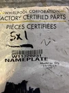 Whirlpool Dishwasher Nameplate W11320231. Fixed Price $55.00.