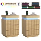 Set Of 2 Nightstand Smart Sensor Led Bedside Table W/ Charging STATION&3 Drawers. Fixed Price $199.00.