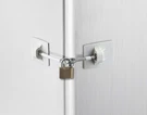 Refrigerator Door With Padlock - White. Fixed Price $33.74.