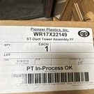 WR17X22149 Duct Tower Assembly White Plastic Refrigerator Part. Fixed Price $85.00.