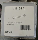 Ginger- 18" Inch Hotelier Grab Bar Satin Nickel 0362-15 "open Box". Fixed Price $250.00.