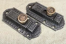 2 Old Cabinet Catches Cupboard Latches Brass Knob Cast Iron Windsor Vine Foliage. Fixed Price $109.90.