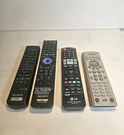 Lot 4 Used Remote Controls:sony RM-DC355, RMT-B101A,LG AKB73615702,SAMSUN00012A. Fixed Price $22.00.