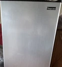 Magic Chef Compact Mini Fridge Silver Stainless, Single Door, Manual Defrost. Fixed Price $200.00.