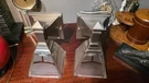 Two Murray Feiss Wall Lanterns Single Bulb Pair Satin Nickel Porch Lights. Fixed Price $88.00.