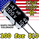 47UF 100V Electrolytic Capacitor For Ttl, Arduino And Pi Projects. Fixed Price $10.06.