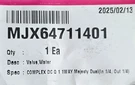 New Oem! Lg MJX64711401 Refrigerator Water Valve Won't Last Long!. Fixed Price $31.99.