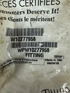 + New Whirlpool Water Line Fitting 5/16 To - Part # WPW10277958. Fixed Price $30.00.