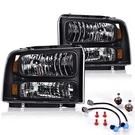 Headlights For F250 F350 F450 F550 1999-2004 Clear Lens Black Housing. Fixed Price $134.99.