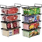 Ispecle 8 Pack Freezer Organizer Bins 14.7" Stackable Wire Baskets Black. Fixed Price $89.99.