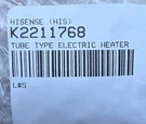 K2211768 Hisense Tube Type Electric Heater. Fixed Price $40.00.