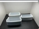 Refrigerator Freezer Door Bin Set Of - WR71X10501, 1093064, WR01L02896. Fixed Price $65.00.